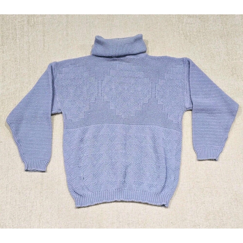 Vintage Early 80s Lavender 100% Cotton Chunky Oversized Knit Cozy Sweater